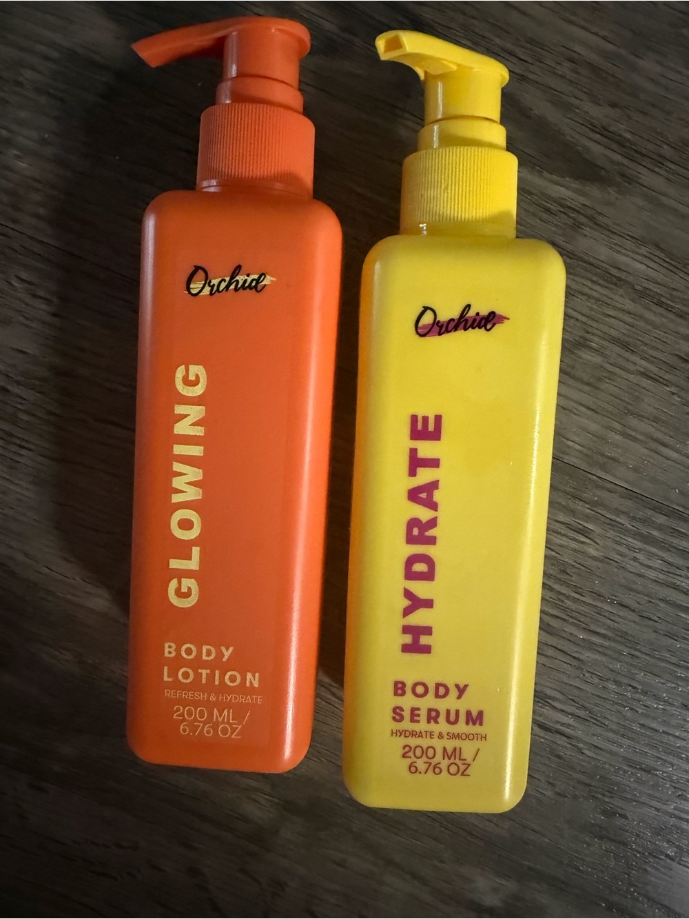 Glowing Body Lotion (Orange) & Hydrate Body Serum (Yellow) - 200ml